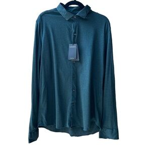 Robert Barakett Novak Long Sleeve Button Down in Night Teal NWT Size XL
